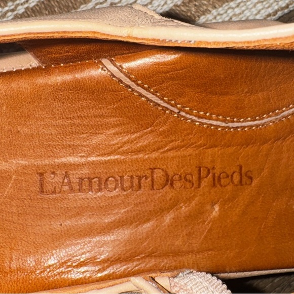 L’Amour Des Pieds CASIMIRO Leather Ankle Strap Tan Wedge Sandals Size 11 - Picture 3 of 9
